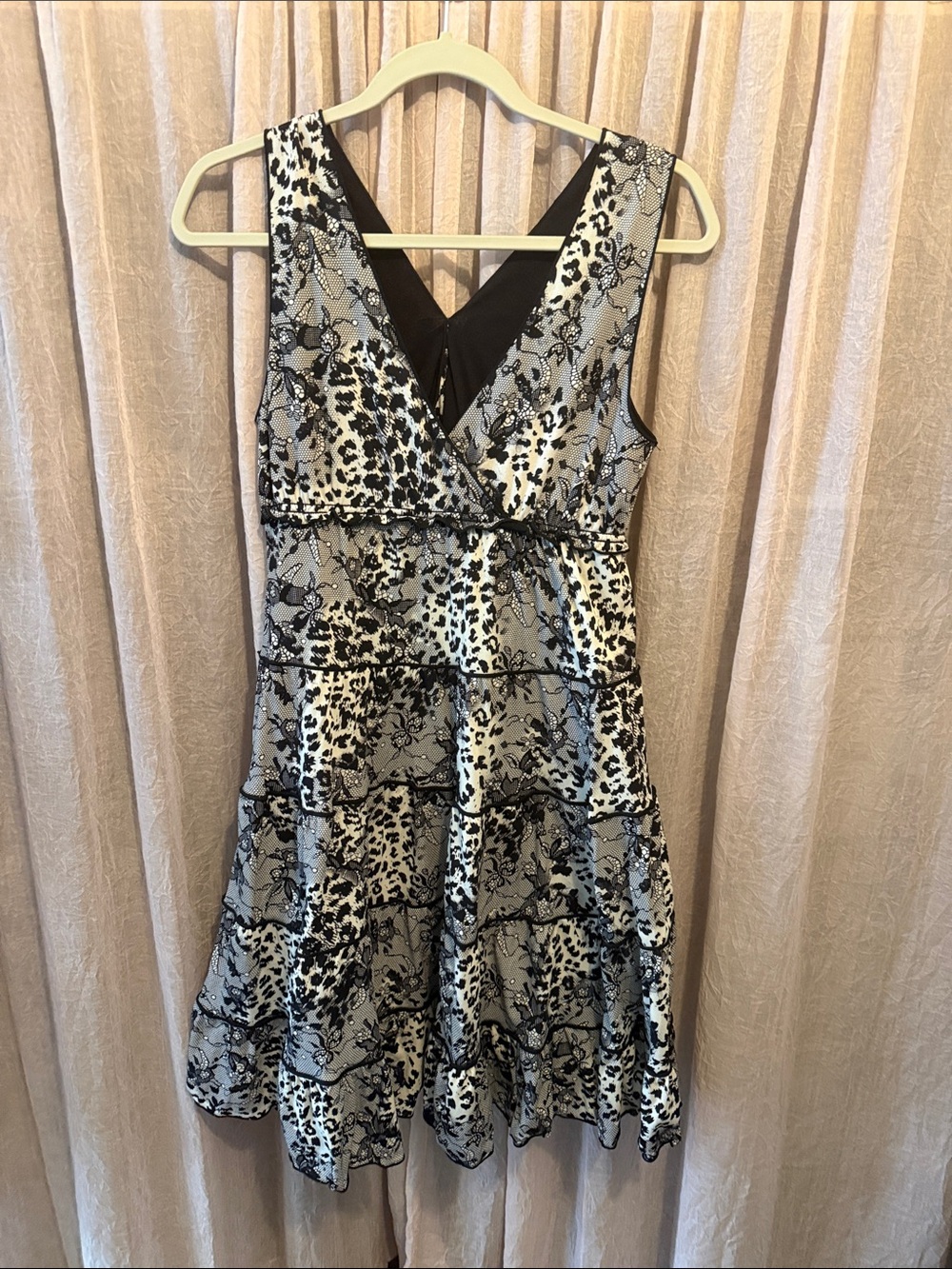 Style & Co. Black and White One-Shoulder Tiered Dress